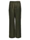Saint Laurent Twill Trousers With Back Pockets And Elastic Waistband In Green