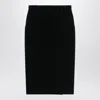 Saint Laurent Green Velvet Wrap Midi Skirt In Black