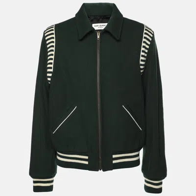 Pre-owned Saint Laurent Green Virgin Wool Zip Jacket Xxl