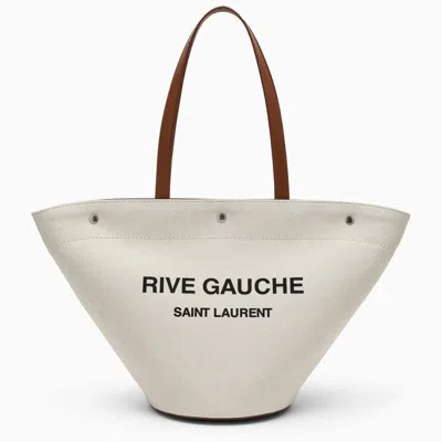 Saint Laurent Greige Rive Gauche Tote Bag Women In Multicolor