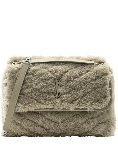 Saint Laurent Grey Calfskin Leather Monogram Medium Niki Chain Satchel  (authentic Pre-loved)