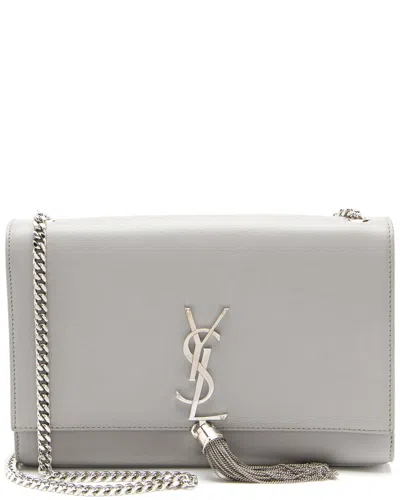 Saint Laurent Grey Calfskin Monogram Kate Tassel Medium Shoulder Bag  (authentic Pre-loved)