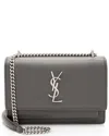 Saint Laurent Grey Calfskin Monogram Sunset Mini Wallet On Chain Bag  (authentic Pre-loved)