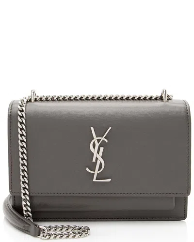 Saint Laurent Grey Calfskin Monogram Sunset Mini Wallet On Chain Bag  (authentic Pre-loved)