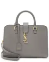 Saint Laurent Cabas Baby Leather Tote In Gray
