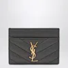 Saint Laurent Grey Cassandre Card Holder In Gray