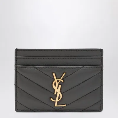 Saint Laurent Grey Cassandre Card Holder In Gray