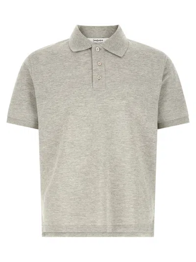 Saint Laurent Grey Cassandre Polo Shirt In Gold