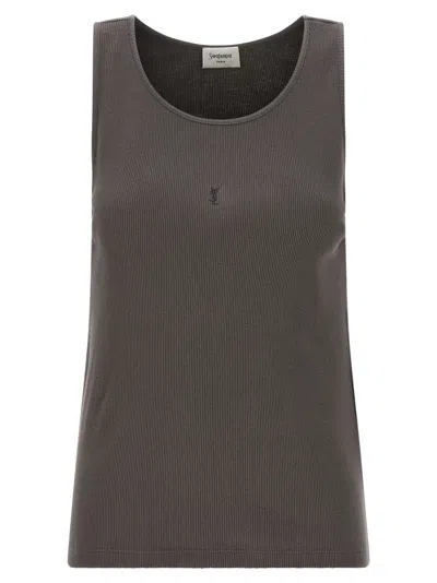 Saint Laurent Grey Cassandre Tank Top