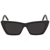 Saint Laurent Grey Cat Eye Ladies Sunglasses Sl 276 Mica 001 53 In Black / Grey