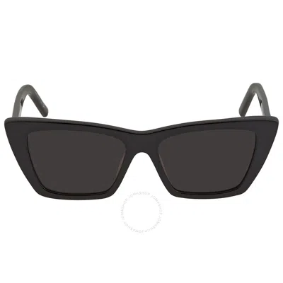 Saint Laurent Grey Cat Eye Ladies Sunglasses Sl 276 Mica 001 53 In Black / Grey