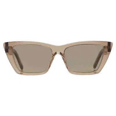 Pre-owned Saint Laurent Grey Cat Eye Ladies Sunglasses Sl 276 Mica 043 53 Sl 276 Mica 043 In Gray