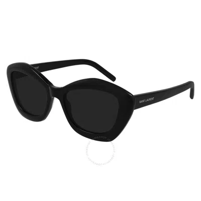 Saint Laurent Grey Cat Eye Ladies Sunglasses Sl 68 001 54 In Black / Grey