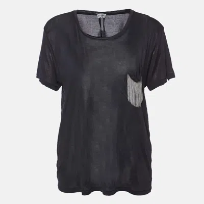 Pre-owned Saint Laurent Grey Chain Pocket Silk Jersey T-shirt M