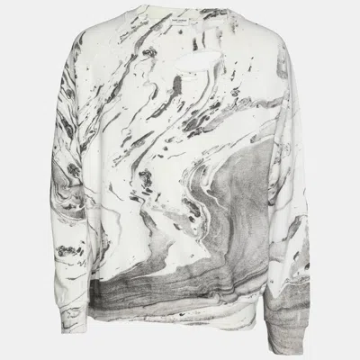 Pre-owned Saint Laurent Grey Cotton Marble Print Sweatshirt L