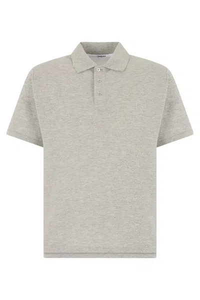 Saint Laurent Grey Cotton Piqué Polo With Cassandre Logo In Gray