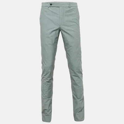 Pre-owned Saint Laurent Grey Cotton Regular Fit Trousers M In Gray