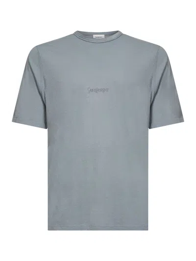 Saint Laurent Grey Cotton  T-shirt In Gray