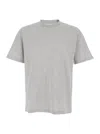 Saint Laurent Grey Crewneck T-shirt With Cassandre Embroidery In Cotton Man In Gray