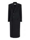 Saint Laurent Grey Double-breasted Coat With Peak Revers In Cashmere And Wool Woman In Multicolor