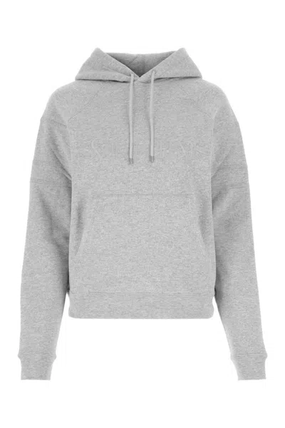 Saint Laurent Grey Logo Hoodie In Animal Print