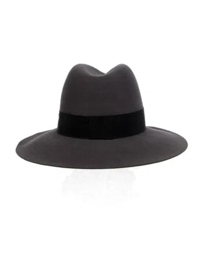 Pre-owned Saint Laurent Grey Fur Felt Rabbit  Fedora Hat In Gray