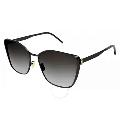 Saint Laurent Grey Gradient Oversized Ladies Sunglasses Sl M98 002 62 In Black
