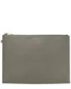 Saint Laurent Grey Grain De Poudre Leather Paris Zipped Tablet Holder  (authentic Pre-loved)