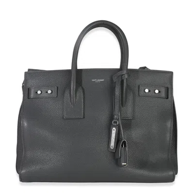 Pre-owned Saint Laurent Grey Grained Calfskin Small Souple Sac De Jour