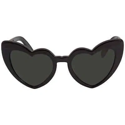Pre-owned Saint Laurent Grey Heart Ladies Sunglasses Sl 181 Loulou 001 54 Sl 181 Loulou In Gray
