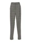 Saint Laurent Grey High Waisted Pants With All-over Prince Of Wales Motif In Wool Man In Gray