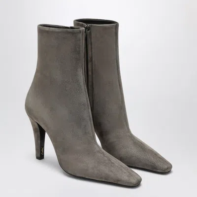 Saint Laurent Grey Jill Suede Ankle Boots In Multi