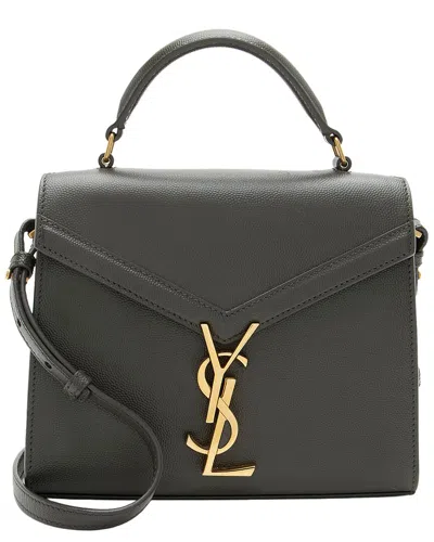 Pre-owned Saint Laurent Grey Leather Cassandra Mini Top Handle (authentic Pre-loved)