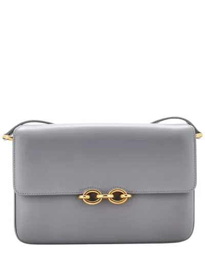 Pre-owned Saint Laurent Grey Leather Le Maillon Shoulder Bag Medium (authentic Pre-  Loved)