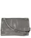 Saint Laurent Grey Leather Medium West Hollywood Monogram Fold-over Bag  (authentic Pre-loved) In Gray