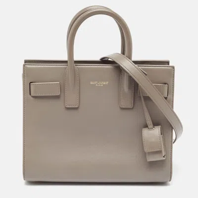 Pre-owned Saint Laurent Grey Leather Nano Classic Sac De Jour Tote