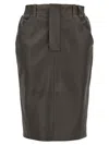 Saint Laurent Leather Skirt In Grey