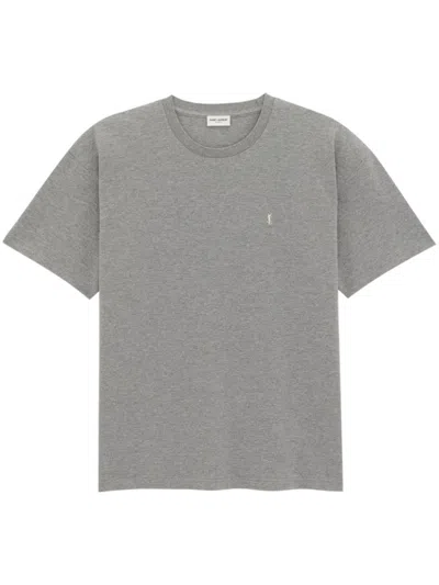 SAINT LAURENT GREY LOGO T-SHIRT