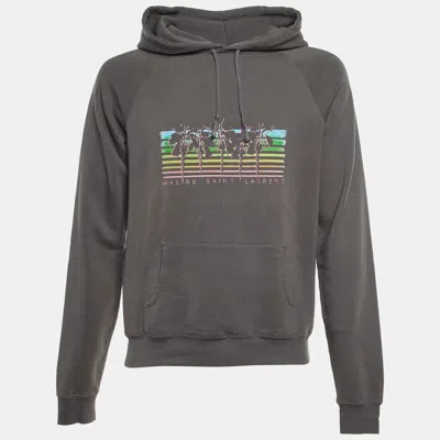 Pre-owned Saint Laurent Grey Malibu Print Cotton Hoodie M