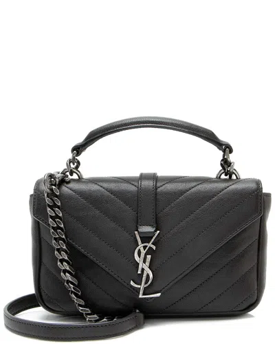 Saint Laurent Grey Matelasse Calfskin Monogram College Mini Shoulder Bag  (authentic Pre-loved)