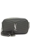 Saint Laurent Grey Matelasse Grain De Poudre Leather Monogram Lou Mini Camera  Bag (authentic Pre-lo In Green