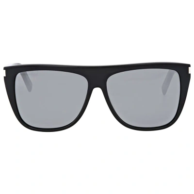 Saint Laurent Grey Mirror Rectangular Unisex Sunglasses Sl 1 001 59