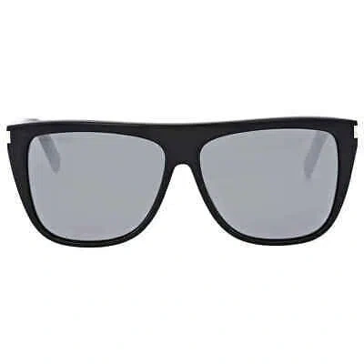 Pre-owned Saint Laurent Grey Mirror Rectangular Unisex Sunglasses Sl 1 001 59 In Gray