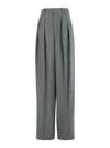 Saint Laurent Grey Pants With Pences And Belt Loops In Wool Woman