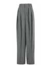 Saint Laurent Grey Pants With Pences And Belt Loops In Wool Woman