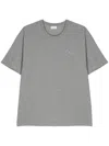 Saint Laurent Grey Crewneck T-shirt With Cassandre Embroidery In Cotton Man In Gray