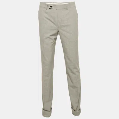 Pre-owned Saint Laurent Grey Prince Of Wales Crepe Formal Trousers M