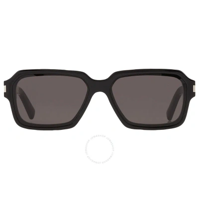 Saint Laurent Grey Rectangular Men's Sunglasses Sl 611 001 59 In Black / Grey