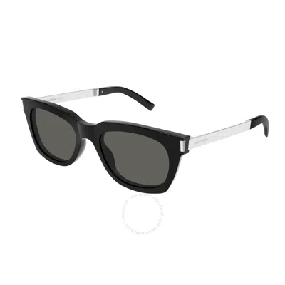 Saint Laurent Grey Rectangular Unisex Sunglasses Sl 582 001 53