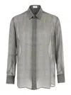 Saint Laurent Grey Shirt With Pointed Collar In Lightweight Silk Man In Gray